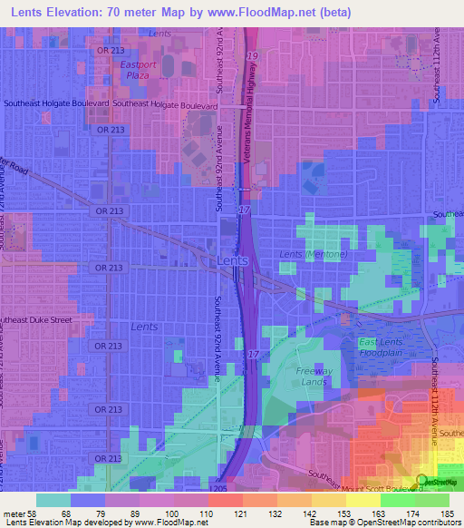 Lents,US Elevation Map