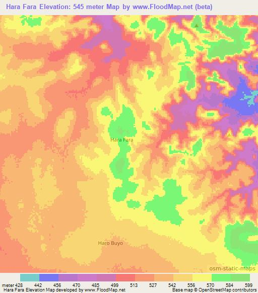 Hara Fara,Somalia Elevation Map