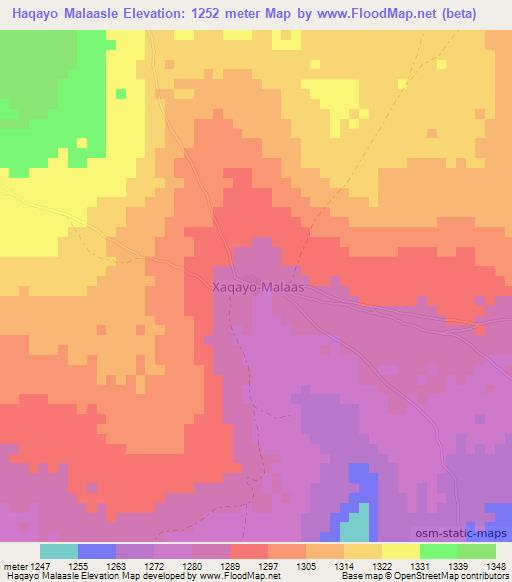 Haqayo Malaasle,Somalia Elevation Map