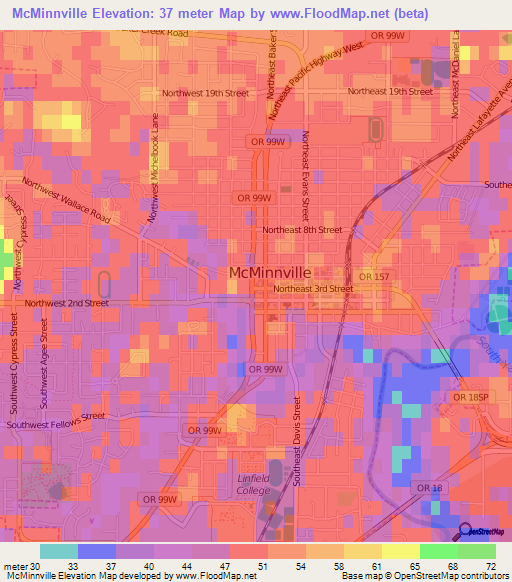 McMinnville,US Elevation Map