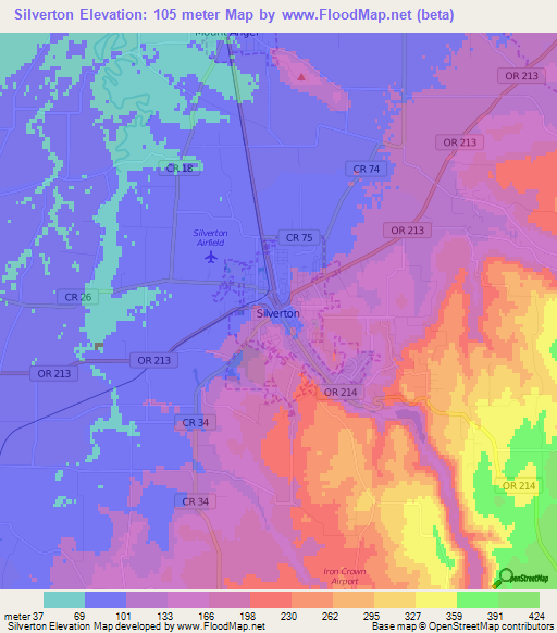 Silverton,US Elevation Map