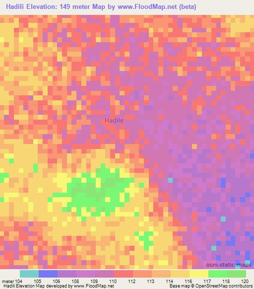 Hadili,Somalia Elevation Map