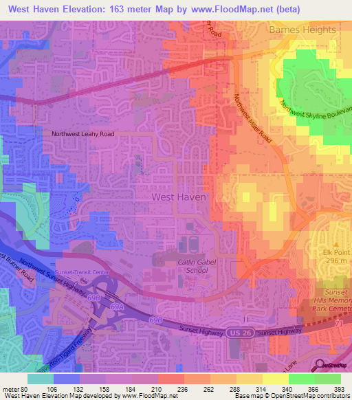 West Haven,US Elevation Map