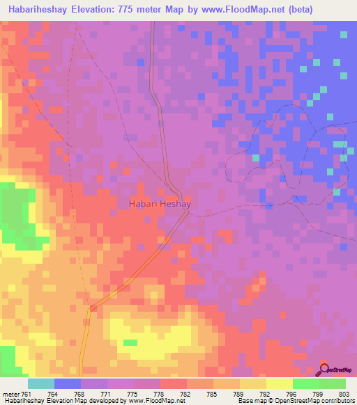 Habariheshay,Somalia Elevation Map