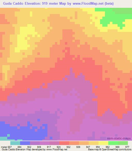 Guda Caddo,Somalia Elevation Map
