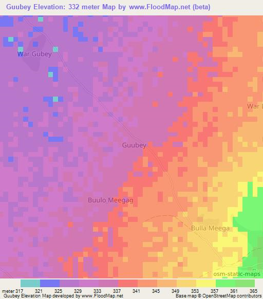 Guubey,Somalia Elevation Map