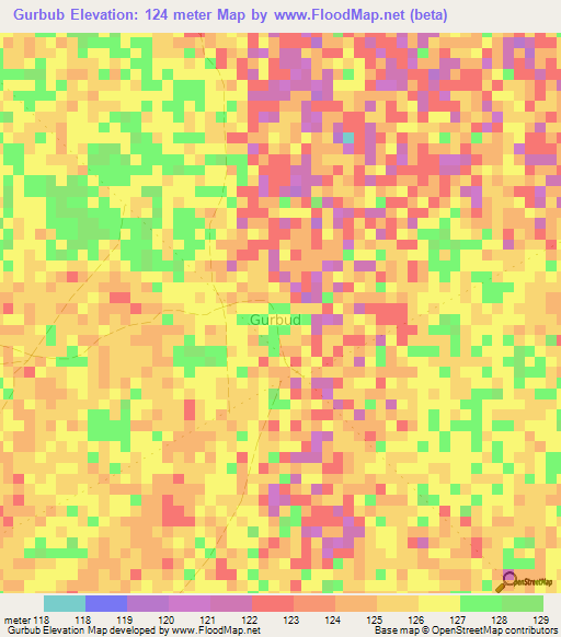 Gurbub,Somalia Elevation Map