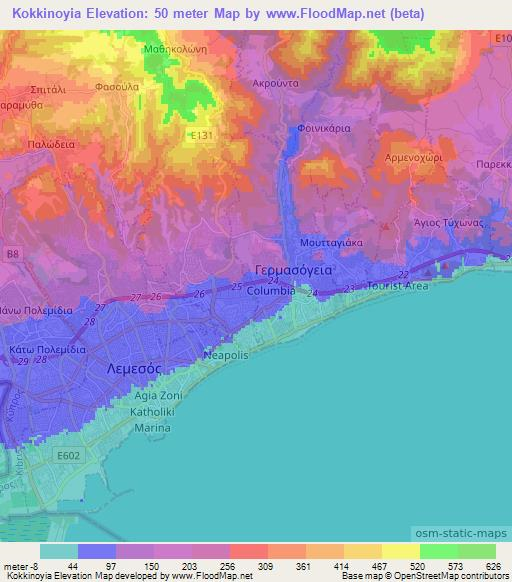 Kokkinoyia,Cyprus Elevation Map