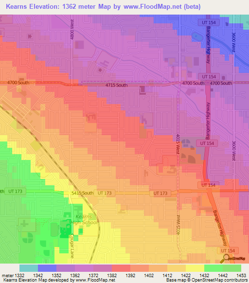Elevation of Kearns,US Elevation Map, Topography, Contour