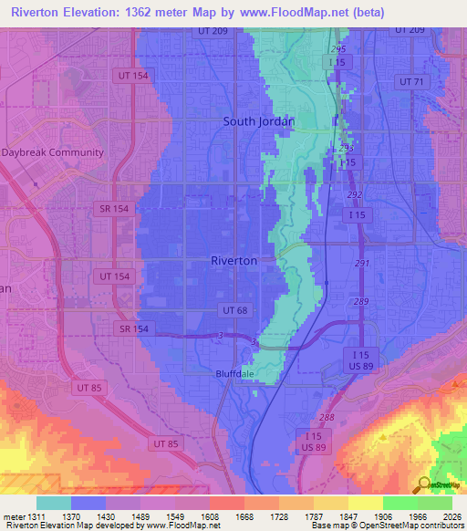 Elevation of Riverton,US Elevation Map, Topography, Contour