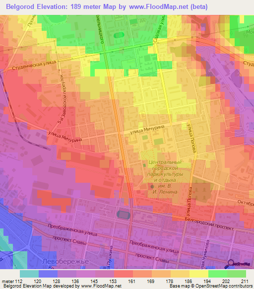 Belgorod,Russia Elevation Map