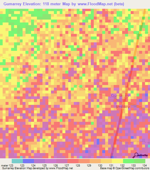 Gumarrey,Somalia Elevation Map