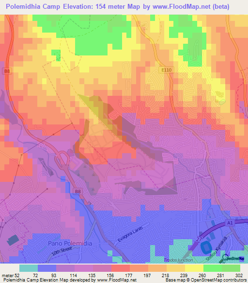 Polemidhia Camp,Cyprus Elevation Map