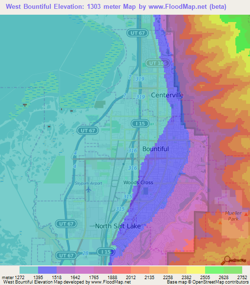Elevation of West Bountiful,US Elevation Map, Topography, Contour