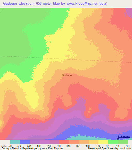 Gudoqor,Somalia Elevation Map
