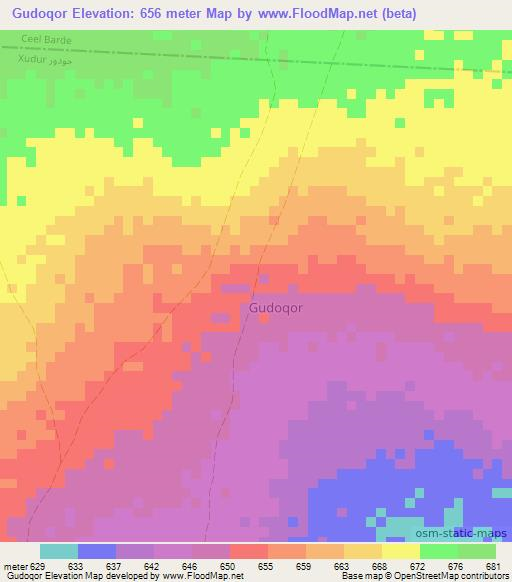 Gudoqor,Somalia Elevation Map