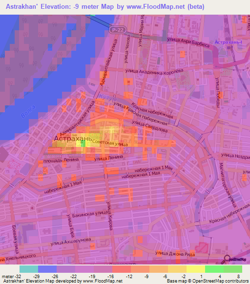 Astrakhan',Russia Elevation Map