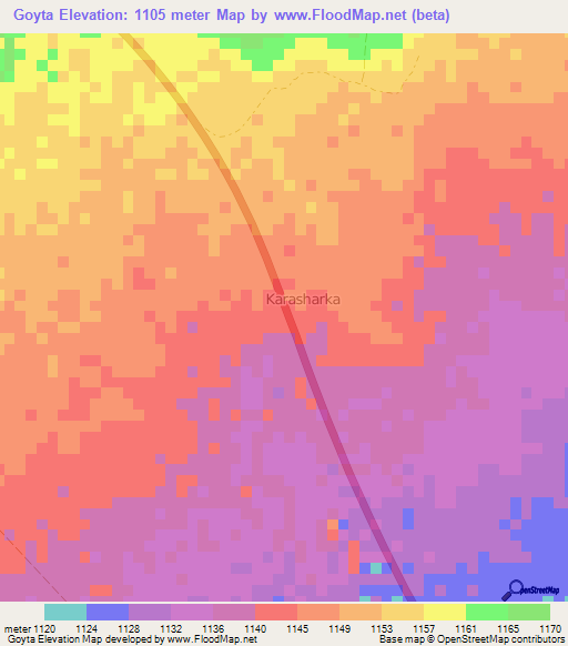 Goyta,Somalia Elevation Map