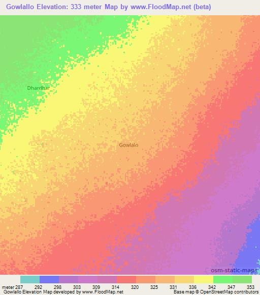 Gowlallo,Somalia Elevation Map