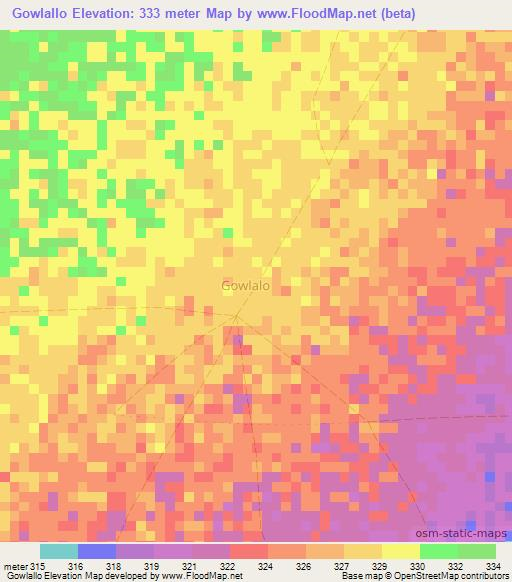 Gowlallo,Somalia Elevation Map
