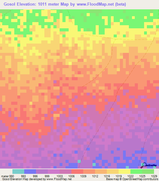 Gosol,Somalia Elevation Map