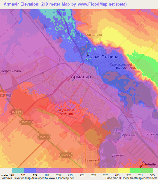 Armavir,Russia Elevation Map