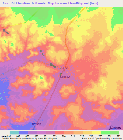 Gori Rit,Somalia Elevation Map
