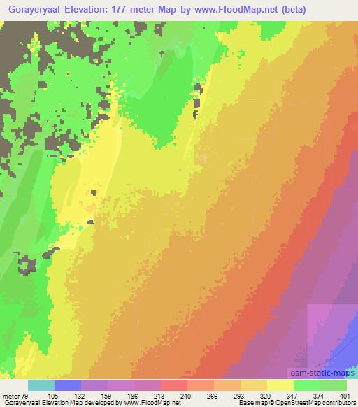 Gorayeryaal,Somalia Elevation Map