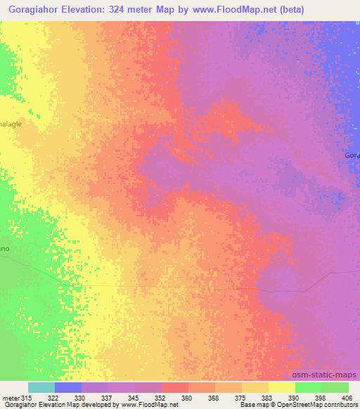 Goragiahor,Somalia Elevation Map