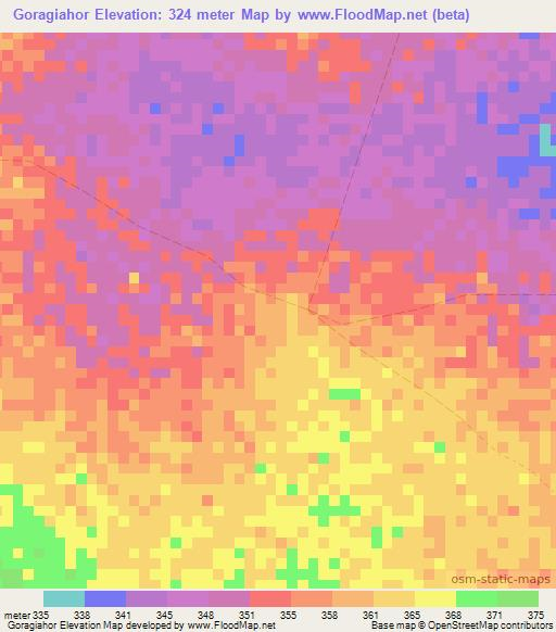 Goragiahor,Somalia Elevation Map