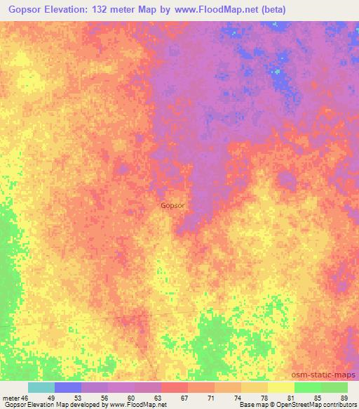 Gopsor,Somalia Elevation Map