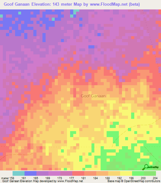 Goof Ganaan,Somalia Elevation Map