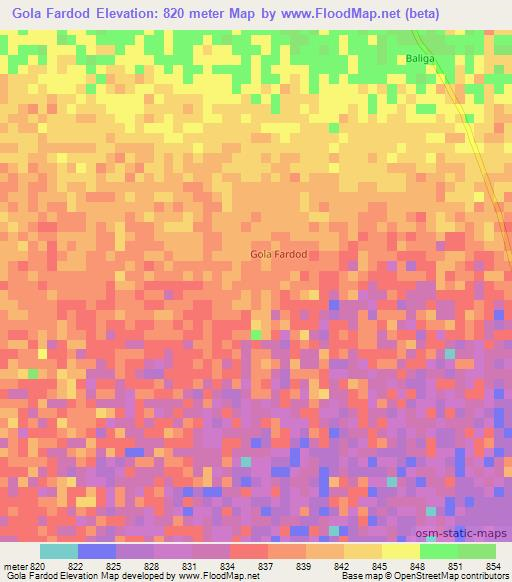 Gola Fardod,Somalia Elevation Map