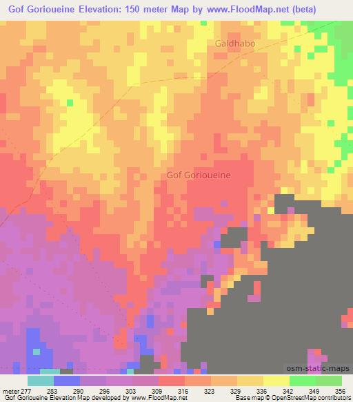 Gof Gorioueine,Somalia Elevation Map