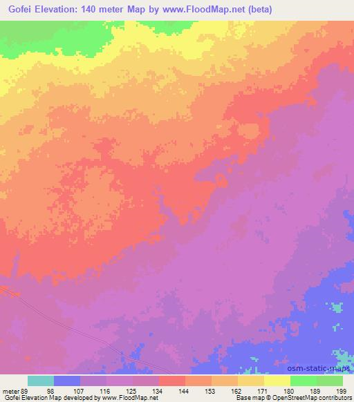 Gofei,Somalia Elevation Map