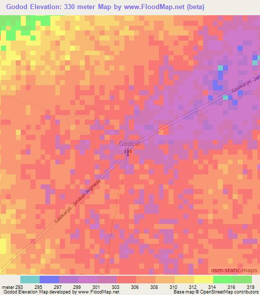 Godod,Somalia Elevation Map