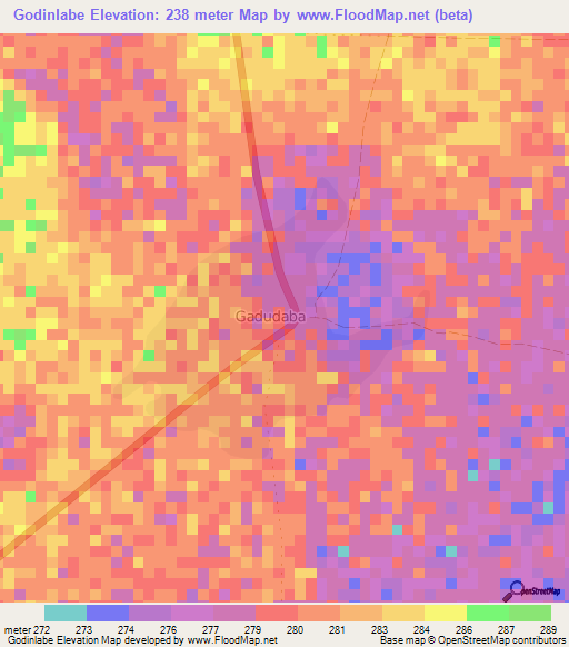 Godinlabe,Somalia Elevation Map