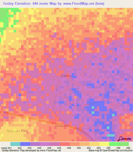 Godey,Somalia Elevation Map