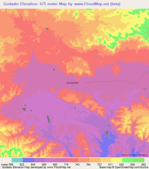 Godaalo,Somalia Elevation Map