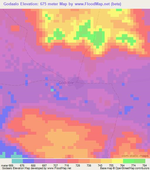 Godaalo,Somalia Elevation Map