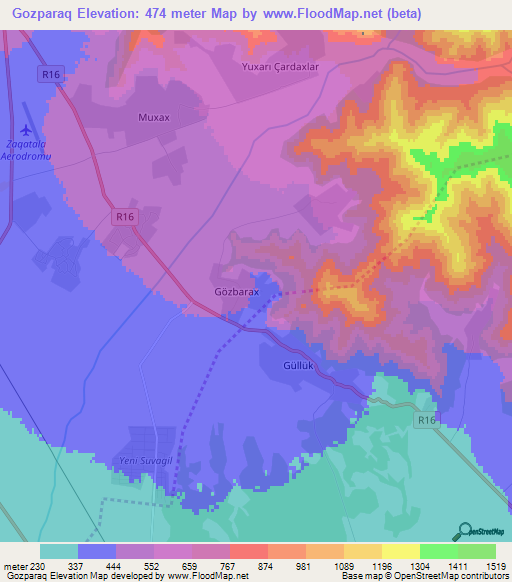 Gozparaq,Azerbaijan Elevation Map