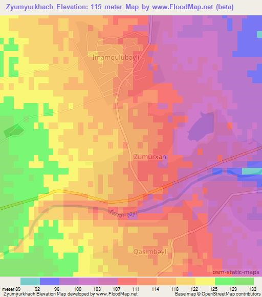 Zyumyurkhach,Azerbaijan Elevation Map