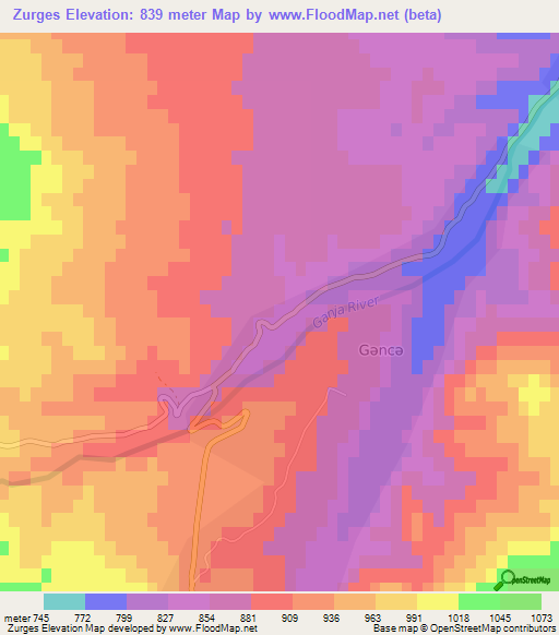 Zurges,Azerbaijan Elevation Map