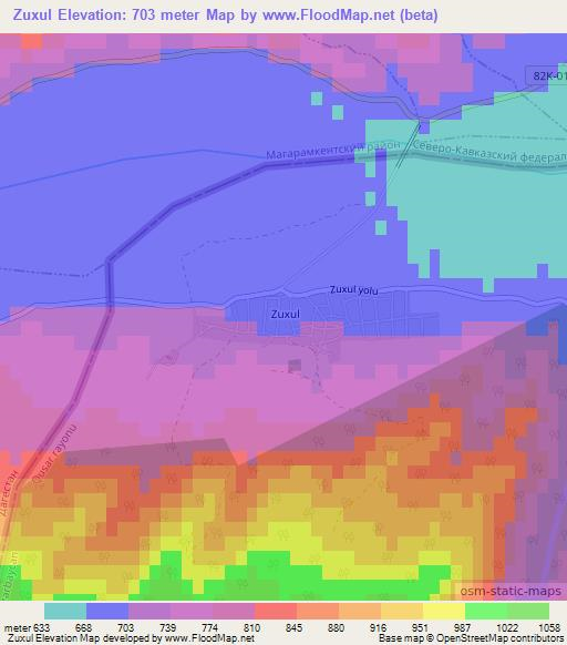 Zuxul,Azerbaijan Elevation Map