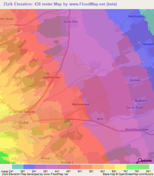 Zizik,Azerbaijan Elevation Map