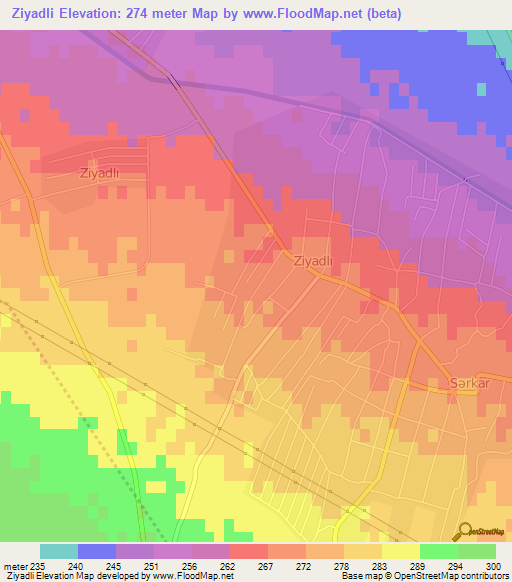 Ziyadli,Azerbaijan Elevation Map