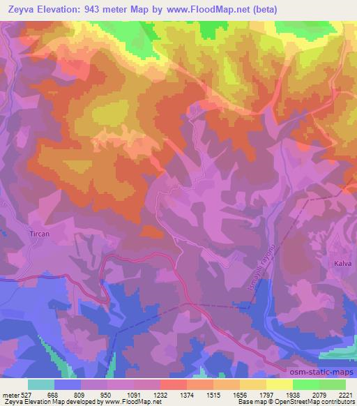 Zeyva,Azerbaijan Elevation Map