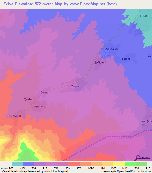 Zeiva,Azerbaijan Elevation Map