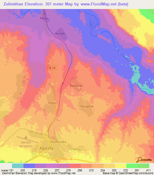 Zelimkhan,Azerbaijan Elevation Map