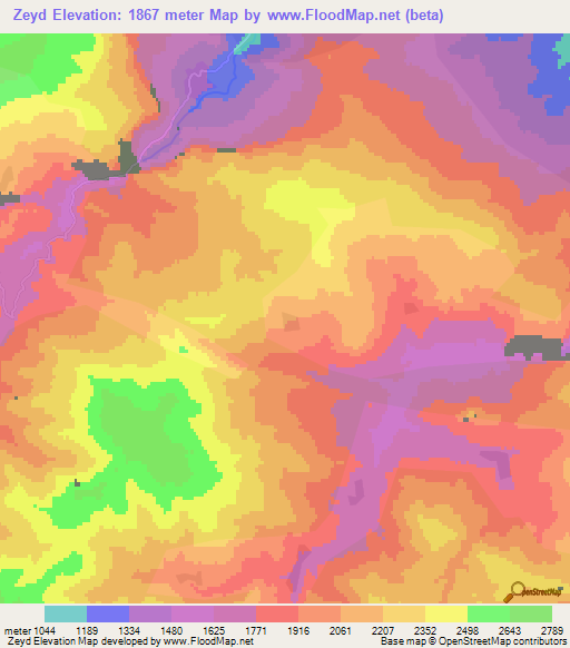 Zeyd,Azerbaijan Elevation Map